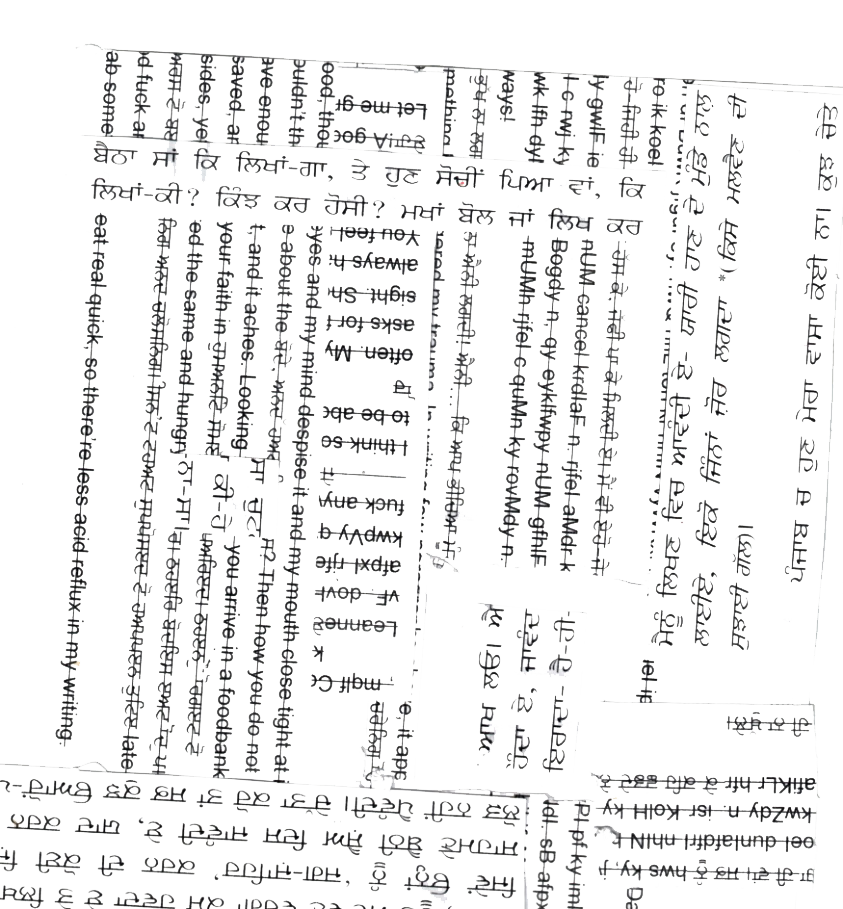 Manuscript torn, mixed and turned into gibberish