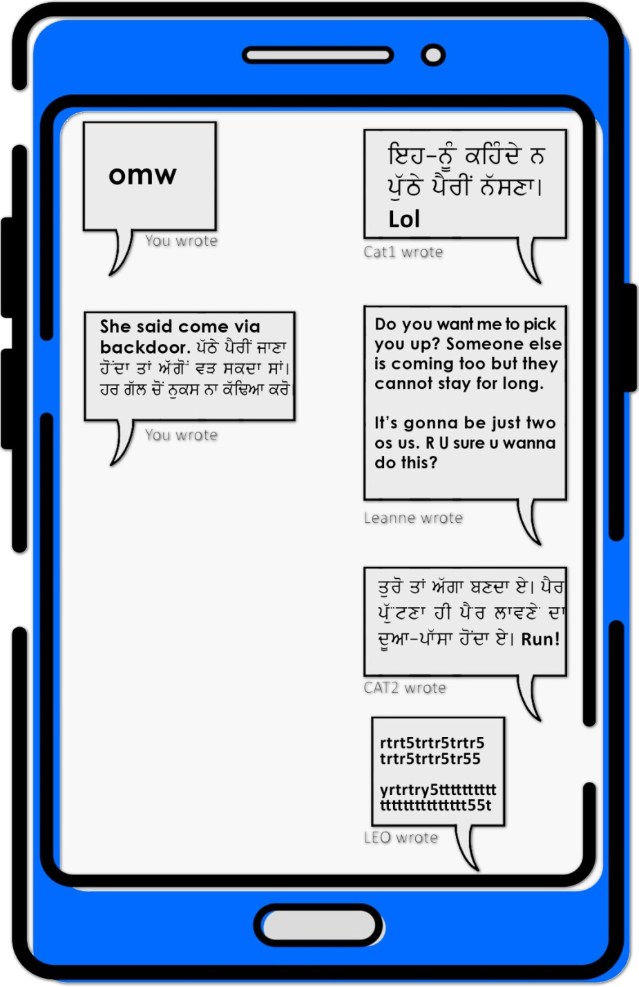 Text exchange on phone screen